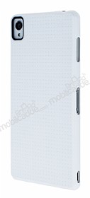 Sony Xperia Z3 Nokta Desenli Mat Beyaz Silikon Klf