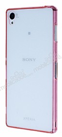 Sony Xperia Z3 Pembe Silikon Kenarl Kristal Klf