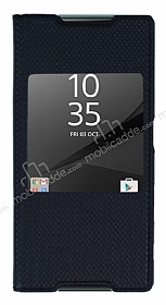 Sony Xperia Z5 Pencereli nce Kapakl Siyah Klf