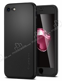 Spigen Air Fit 360 iPhone 7 / 8 Siyah Klf + 2x Tempered Glass Cam Koruyucu