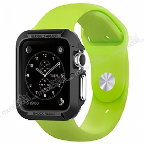 Spigen Apple Watch / Watch 2 Rugged Armor Ultra Koruma Siyah Klf (42 mm)