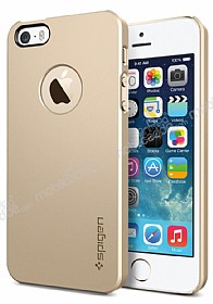 Spigen iPhone SE / 5 / 5S Ultra Thin Air A Gold Sert Mat Rubber Klf