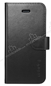 Spigen iPhone SE / 5 / 5S Wallet Standl Kapakl Siyah Deri Klf