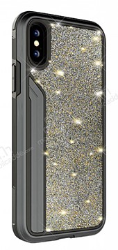 TGViS Luxury Diamond iPhone X / XS Ultra Koruma Siyah Klf