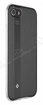Totu Design Blade iPhone 7 Plus / 8 Plus Silver Metal Kenarl Silikon Klf
