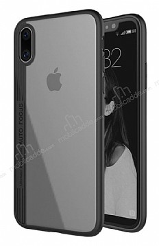 Totu Design Crystal iPhone X / XS Silikon Kenarl Siyah Rubber Klf