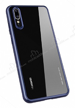 Totu Design Crystal Serisi Huawei P20 Pro Lacivert Silikon Kenarl effaf Klf