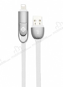 Totu Design Good Partner Lightning & Micro USB Silver Data Kablosu 1m