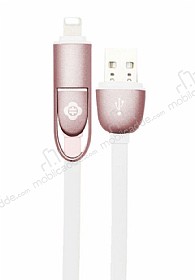 Totu Design Good Partner Lightning & Micro USB Rose Gold Data Kablosu 1m