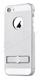 Totu Design iPhone SE / 5 / 5S Standl Metal Silver Rubber Klf