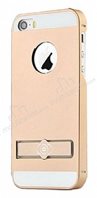Totu Design iPhone SE / 5 / 5S Standl Metal Gold Rubber Klf