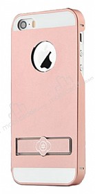 Totu Design iPhone SE / 5 / 5S Standl Metal Rose Gold Rubber Klf