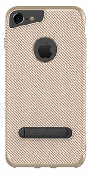 Totu Design iPhone 6 Plus / 6S Plus / 7 Plus Standl Karbon Gold Silikon Klf