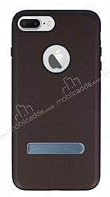 Totu Design iPhone 7 Plus Standl Deri Kahverengi Rubber Klf