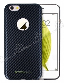 Totu Design Karbon iPhone 6 / 6S Siyah Silikon Klf