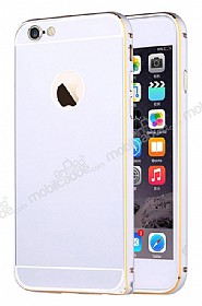 Totu Design Gemini iPhone 6 / 6S ift Katmanl Silver Metal Klf