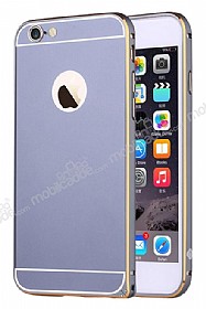 Totu Design Gemini iPhone 6 / 6S ift Katmanl Dark Silver Metal Klf