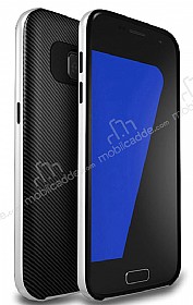 Totu Design Samsung Galaxy Note FE Silver Kenarl Siyah Karbon Silikon Klf