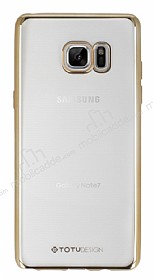 Totu Design Samsung Galaxy Note FE Gold Kenarl effaf Silikon Klf