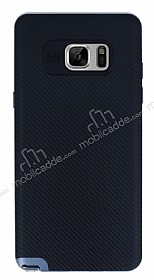 Totu Design Samsung Galaxy Note FE Dark Silver Kenarl Siyah Karbon Silikon Klf