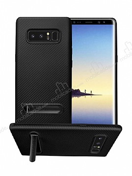 Totu Design Samsung Galaxy Note 8 Standl Karbon Siyah Silikon Klf