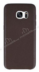 Totu Design Samsung Galaxy S7 edge Deri Grnml Kahverengi Rubber Klf