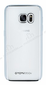 Totu Design Samsung Galaxy S7 Edge Silver Kenarl effaf Silikon Klf