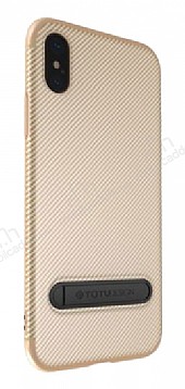 Totu Design Slim Series iPhone X / XS Standl Karbon Gold Silikon Klf