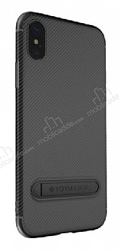 Totu Design Slim Series iPhone X / XS Standl Karbon Siyah Silikon Klf