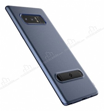 Totu Design Slim Series Samsung Galaxy Note 8 Standl Karbon Lacivert Silikon Klf