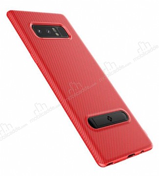 Totu Design Slim Series Samsung Galaxy Note 8 Standl Karbon Krmz Silikon Klf