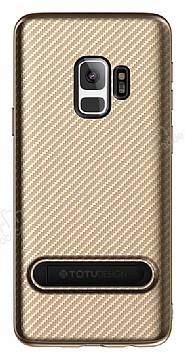 Totu Design Slim Series Samsung Galaxy S9 Standl Karbon Gold Silikon Klf