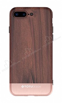 Totu Design Wood iPhone 7 Plus / 8 Plus Rose Gold Rubber Klf