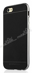 Totu Design Evoque iPhone 6 Plus / 6S Plus Dark Silver Metal Kenarl Siyah Silikon Klf