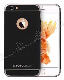 TotuDesign iPhone 6 / 6S Metal Grnml Siyah Rubber Klf
