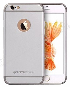 Totu Design iPhone 6 / 6S Metal Grnml Silver Rubber Klf