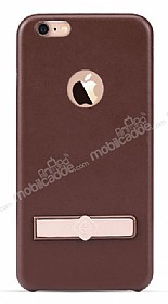 Totu Design iPhone 6 / 6S Skin Series Deri Grnml Kahverengi Rubber Klf