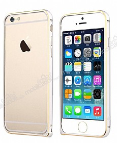Totu Design iPhone 6 / 6S Mellow Series Gold izgili Bumper ereve Silver Klf