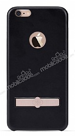 Totu Design iPhone 6 Plus / 6S Plus Skin Series Deri Grnml Siyah Rubber Klf
