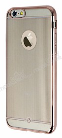 Totu Design Simple iPhone 6 / 6S Gold izgili Metalik Kenarl effaf Silikon Klf