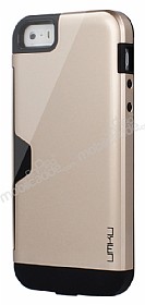 Umku iPhone SE / 5 / 5S Kartlkl Gold Sert Rubber Klf
