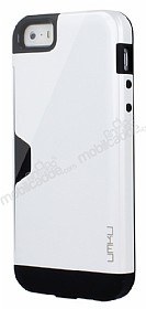 Umku iPhone SE / 5 / 5S Kartlkl Beyaz Sert Rubber Klf