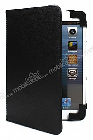 Universal 7 inch 360 Derece Dner Standl Tablet Siyah Deri Klf