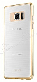 Usams Samsung Galaxy Note FE Gold Kenarl effaf Rubber Klf