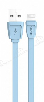 Vidvie CB408i Mavi Lightning USB Yass arj & Data Kablosu 1m