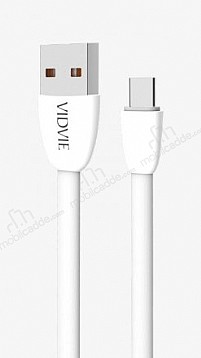 Vidvie CB411T Beyaz Type-C USB Hzl arj & Data Kablosu 1m