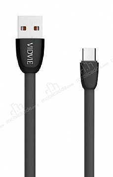 Vidvie CB411T Siyah Type-C USB Hzl arj & Data Kablosu 1m