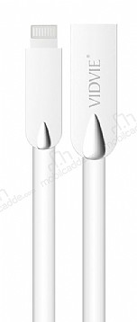 Vidvie CB418i Beyaz Lightning USB Metal Yass arj & Data Kablosu 1m