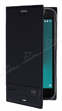 Vodafone Smart N8 Gizli Mknatsl Yan Kapakl Siyah Deri Klf