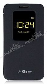 Voia LG G2 Mini Orjinal Uyku Modlu Pencereli Siyah Deri Klf